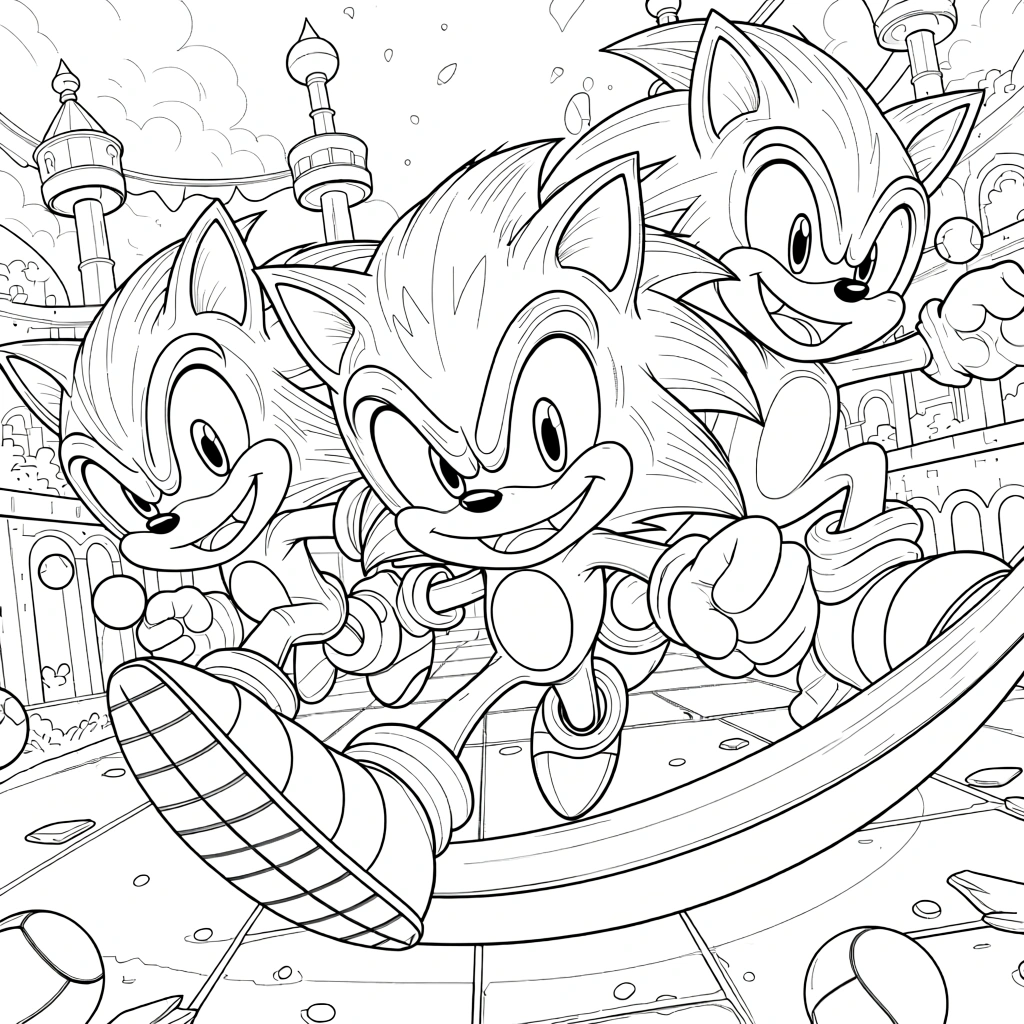 sonic coloring page - adult coloring books