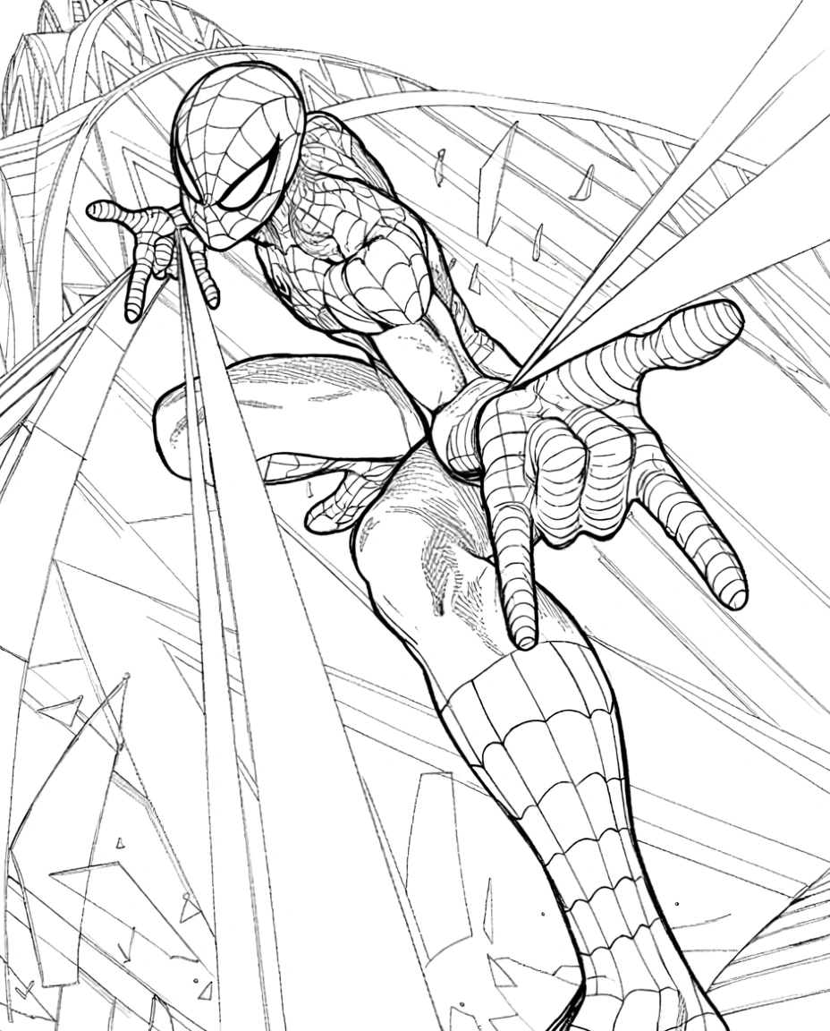 spiderman color page - cute coloring pages