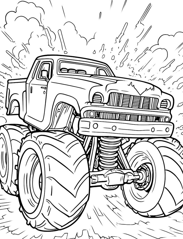 monster truck coloring page - free printable coloring pages